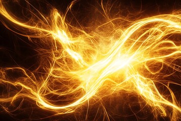 Golden Energy Flow Abstract Art
