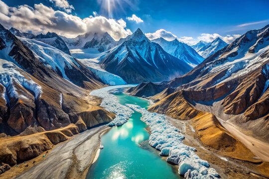 Aerial View of Gomukh Glacier, Himalayas - Breathtaking Landscape Photography