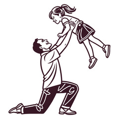 Fototapeta premium Father and Daughter Bonding Heartwarming silhouette Set.