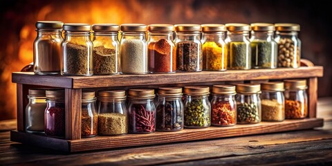 Anime Spice Rack Background: Delicate Texture, Low Light Photography