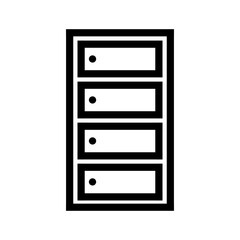 Shelves icon in black, outline style and white background