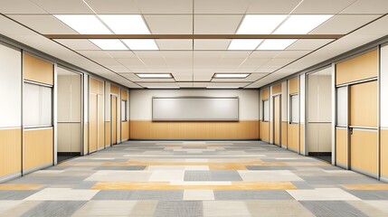 Modern Operable Partition Walls in a Contemporary Office Space: 3D Render AI Generated