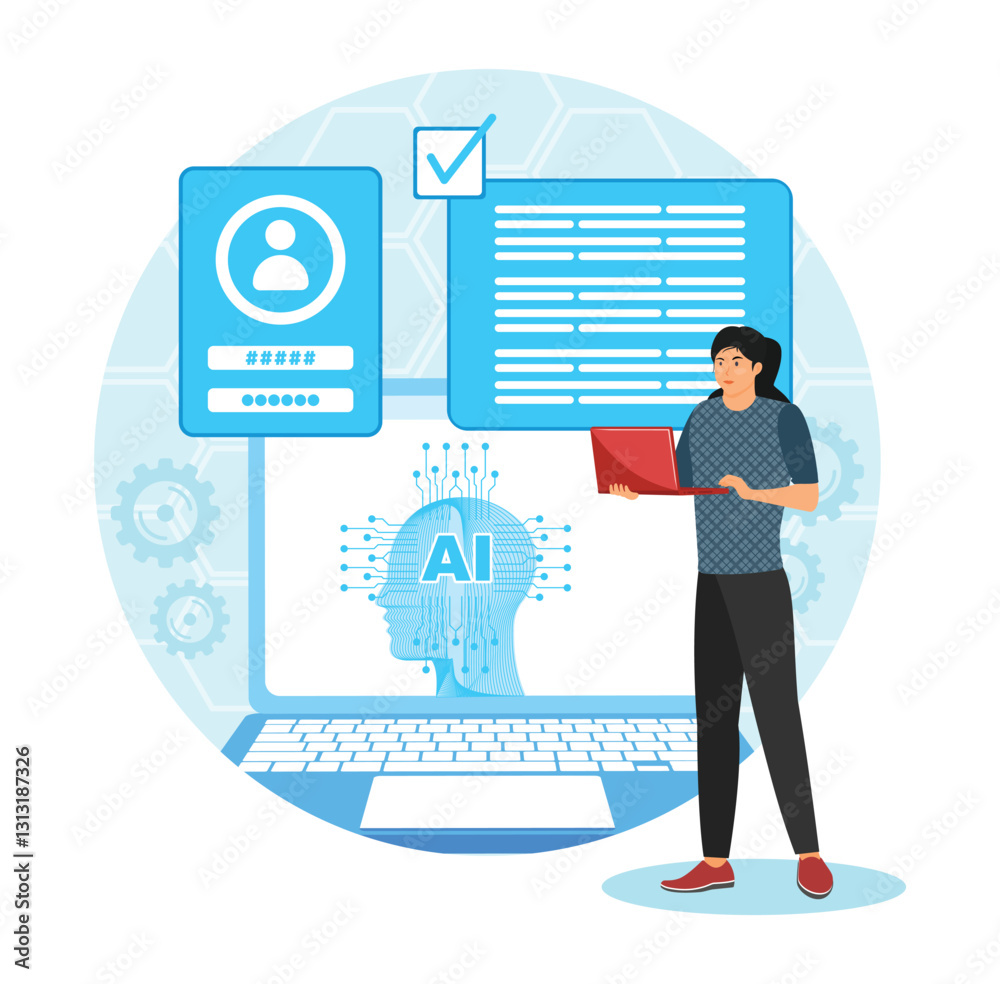 Poster ai-powered onboarding process abstract metaphor concept..