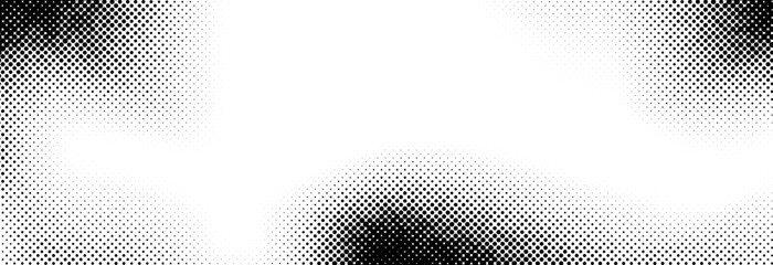 Dotted halftone texture background. Vanishing grunge gritty noise wallpaper. Black pop art gradient overlay. Weathered pixelated raster comic backdrop. Vector bitmap fading subtle surface