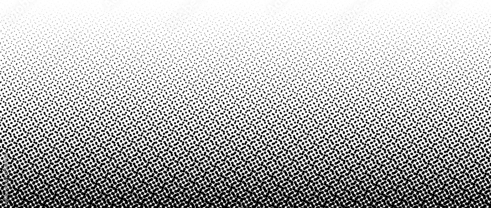 Poster black halftone gradient background. fading overlapping dotted halftone texture. vanishing polka dot 