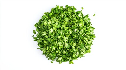 Naklejka premium Fresh Chopped Cilantro Herb on White Background for Culinary Use