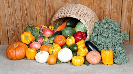 Harvesting autumn vegetables farmer's market food photography rustic setting close-up seasonal bounty