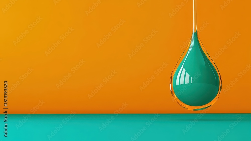 Poster Crystal clear drop of water glistening in natural light with reflections capturing its unique form and texture