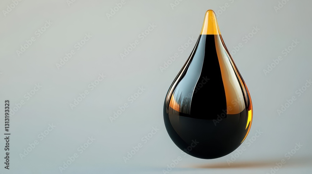 Aufkleber Unique black and gold tear shaped object reflecting light with intricate patterns and textures creating visual interest