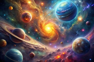 Celestial Bodies Textured Background: Abstract Cosmic Design for Space & Astronomy Projects