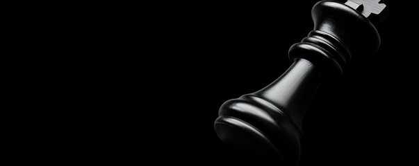 Solemn Black King Chess Piece Strategy Focus Victory Metaphor Leadership Challenge Dark Theme Monochrome