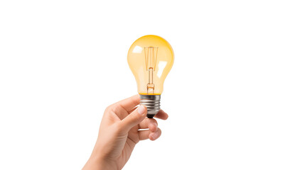 Illuminating Ideas Hand Holding Glowing Lightbulb isolated on transparent background