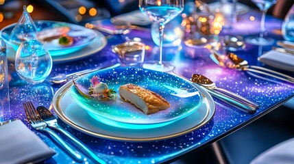 Luxury Galaxy Dinner Table Setting - Cosmic/Galaxy themes