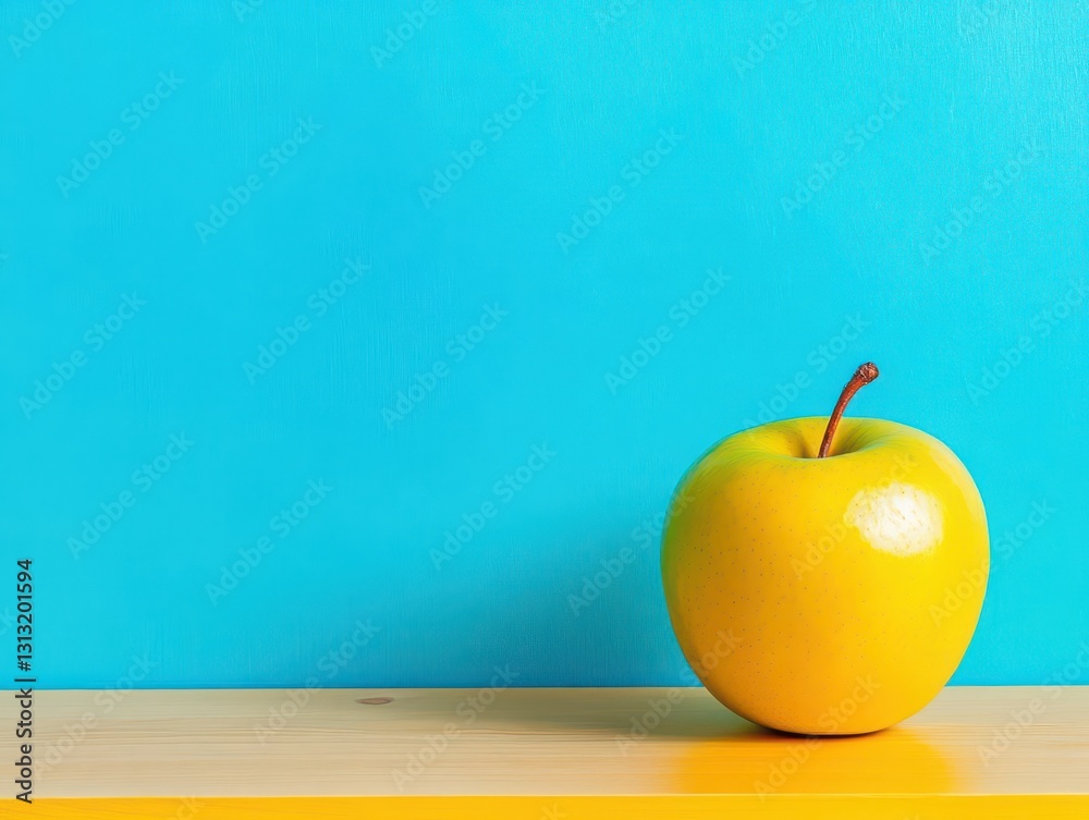 Poster Fresh red resting on wooden table with soft natural light highlighting its color and texture