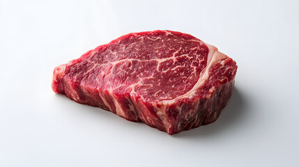 Fototapeta premium Thick Cut Kobe Steak Showcasing Intricate Marbling and Rich Color on White Background