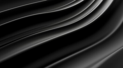 Fototapeta premium Elegant Flowing Black Fabric Waves Dynamic Abstract Design Smooth Movement Dark Serenity Backdrop