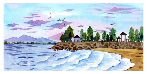 landscape with trees and mountains