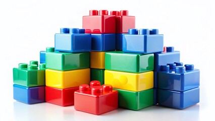 Obraz premium Colorful Building Blocks with Blue and Red Center Squares - Creative Playful Background