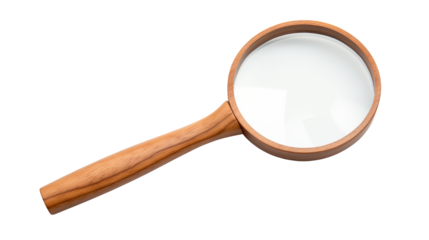 Magnifying Glass on Black Background Detailed Close up isolated on transparent background