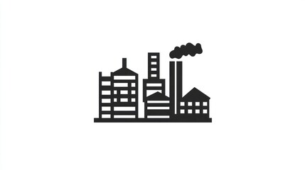 Fototapeta premium Industrial cityscape silhouette, urban factory, pollution, illustration, graphic design, for presentation, poster, website