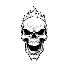 Skull head with fire illustration