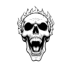 Skull head with fire illustration
