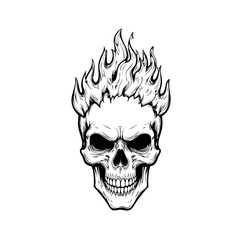 Skull head with fire illustration