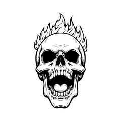 Skull head with fire illustration