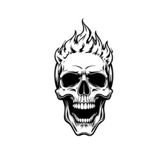 Skull head with fire illustration