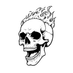 Skull head with fire illustration