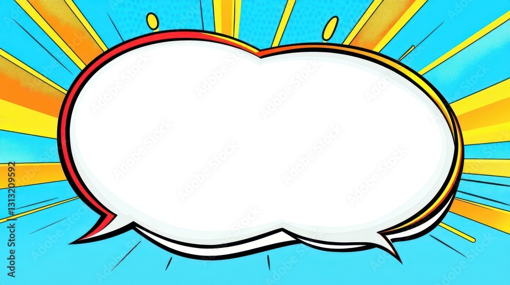 Poster whimsical speech bubble over a colorful background evoking imagination and creativity in communicati