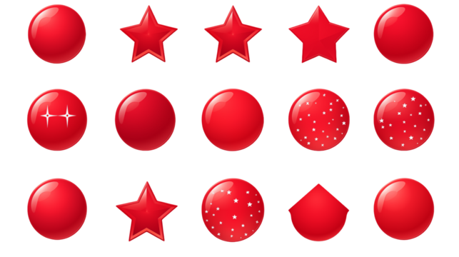 Red Shapes Pattern  isolated on transparent background Design Elements
