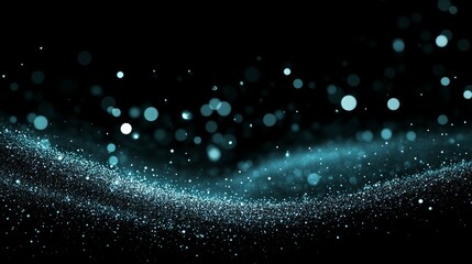 Obraz premium Floating abstract particles in a dark, glowing, futuristic night sky