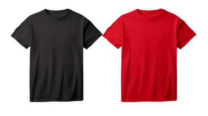 Two Blank T Shirts Red and Black Mockup for Design isolated on transparent background
