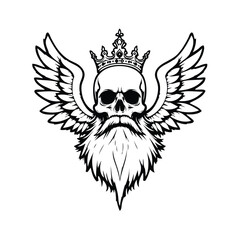 king skull with crown and wings Illustration