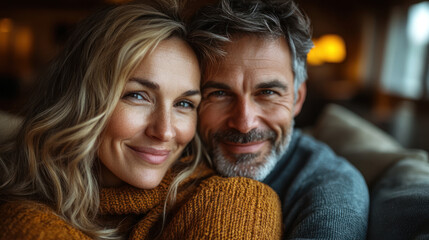 Couple Smiles Close-up Home