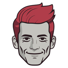 man face with red hair profile avatar flat color vector illustration template design