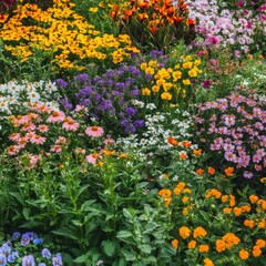 Obraz premium Colorful Flower Garden with a Variety of Blooms