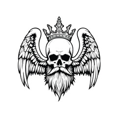 Obraz premium king skull with crown and wings Illustration