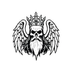 king skull with crown and wings Illustration