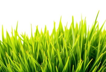 Fototapeta premium Lush green grass tuft, vibrant texture, isolated, detail, lawn
