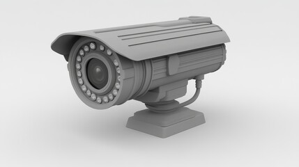 Gray Security Camera on White Background for Surveillance