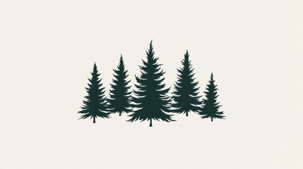 Fototapeta premium Silhouettes of pine trees, nature scene, graphic design