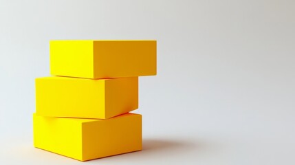 Stacked yellow blocks on white background, minimalist geometric design