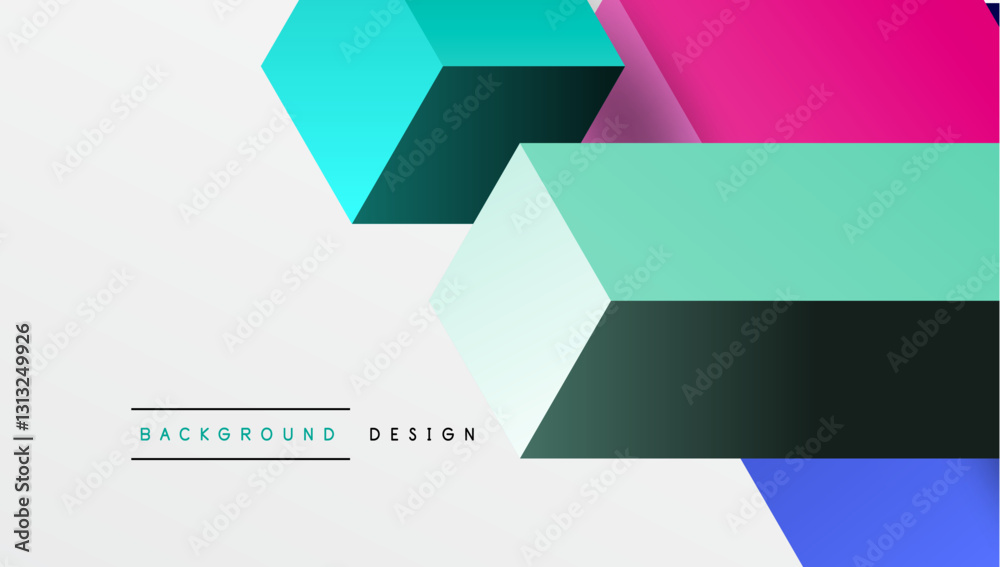 Poster Sleek abstract design featuring isometric 3D blocks in a clean, modern composition. Perfect for tech-inspired themes, with vibrant colors and geometric precision