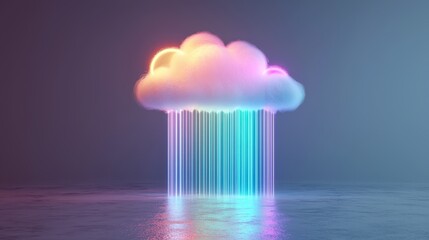 Colorful Abstract Cloud with Rainfall Illuminating the Atmosphere
