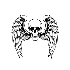 Obraz premium Head Skull With Wings illustration