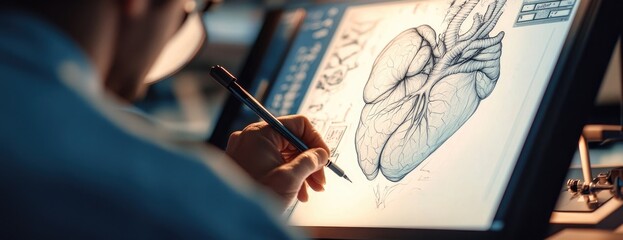 Medical Illustrator Drawing Heart Anatomy