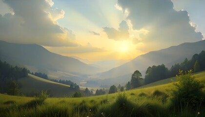 Fototapeta premium Scenic mountain landscape above the clouds