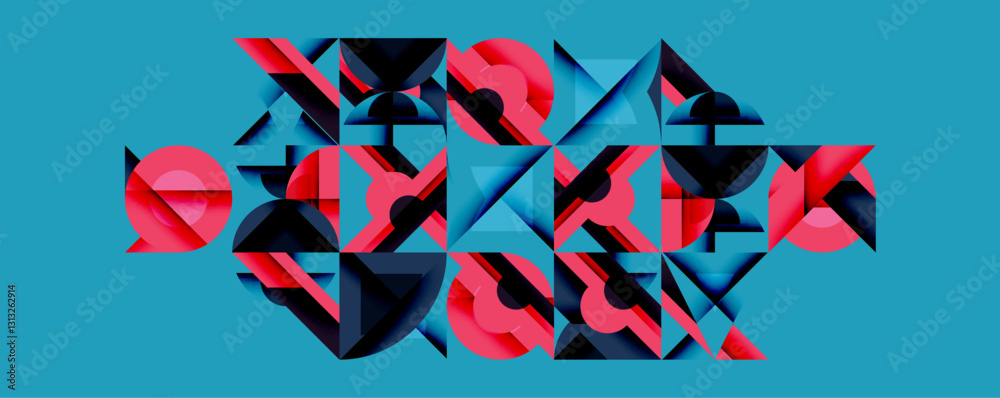 Poster Minimal geometric abstract background. Circle square and triangle design